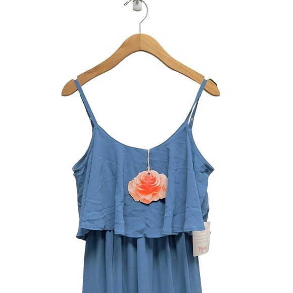 Show Me Your Mumu Caitlin Ruffle Maxi Dress Chiffon Blue - Picture 6 of 8